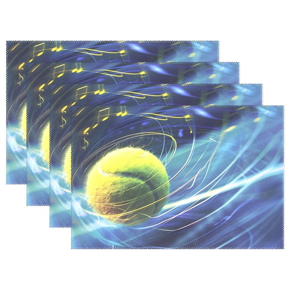 Ryvnso Placemats Set of 4 Tennis Ball Dining Mats Heat-Resistant Non-Slip Washable Table Mat