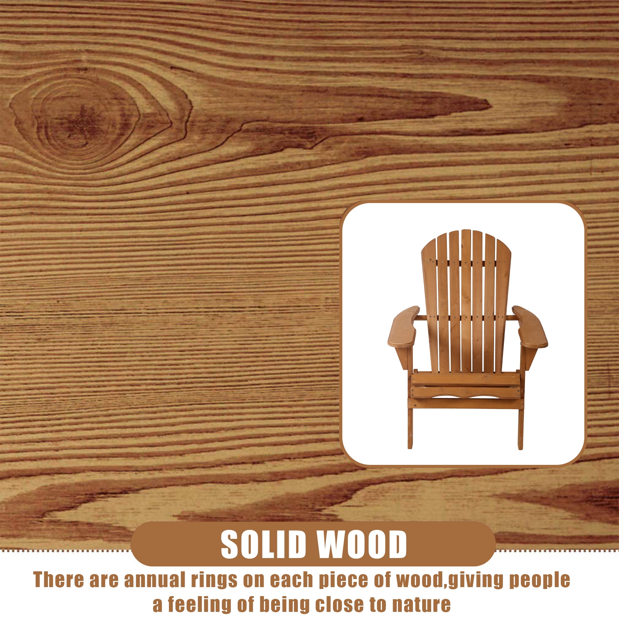 Sunshine Wheat Adirondack Chair Lawn and Folding Chair Weather Resistant Patio Chair Outdoor Chairs Patio Seating Fire Pit Chairs Wood Chairs for Adults Yard Garden