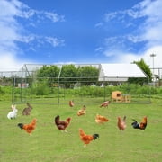 Caulitar Extra Large Metal Chicken Coop Walking Poultry Cage Hen Run House Rabbits Habitat Cage Spire Shaped Coops with Waterproof and Anti-Ultraviolet Cover for Backyard Farm