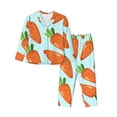 thumbnail image 1 of Fotbe Cartoon Carrot Conjunto de Pijama de Manga Larga para Mujer con Estampado, Ropa de Dormir de 2 Piezas, Conjunto de Casa Suave y Cómodo con Bolsillos-Small, 1 of 7