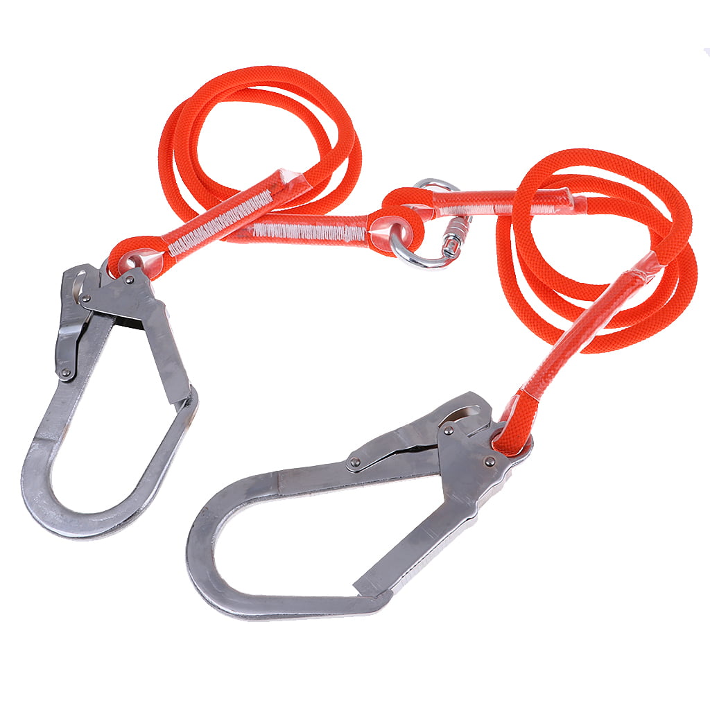 Durable Fall Safety Lanyard Climbing Lanyard Hook with Clips Caving Harness 