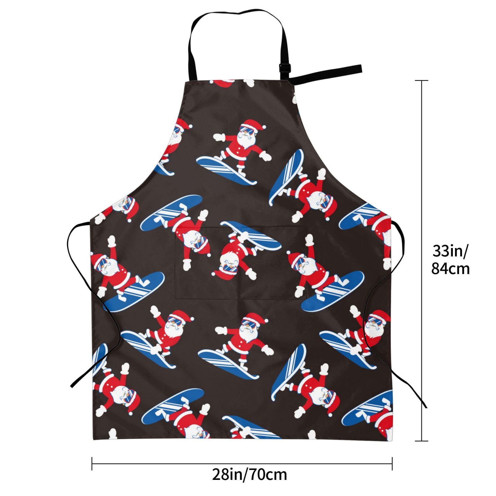Kdxio Surfing Santa Apron with Pockets Adjustable Kitchen Aprons for Men Women Waterproof Aprons for Cooking,Drawing,Crafting, Baking Household Cleaning