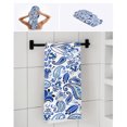 thumbnail image 6 of Boho Blue Floral Towel Set of 3, Soft Microfiber Bath Towels, Hand Towel, Washcloths, Farmhouse Botanical Vintage Paisley Flower Quick-Dry Absorbent Towels for Bathroom Kitchen Hotel Beach Gym Spa, 6 of 7