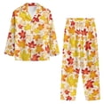 thumbnail image 2 of DISNIMO Maple Leaf Printed Womens Pajama Sets 2 Piece Pj Sets Loose Fits Nightwear with Long Pants Long Sleeve Sleepwear Button Down Comfywear Loungewear, 4XL, 2 of 7