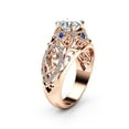 thumbnail image 1 of Anillo de compromiso de lujo con zafiro incrustado con diamantes Europa y Estados Unidos Anillo de flores de 14 quilates, 1 of 5