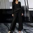thumbnail image 5 of Guieoi Matching Outfits for Women Solid-Color Long-Sleeve V-Neck Loose-Fit Pants Set Black XXXXXL, 5 of 5