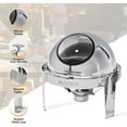 thumbnail image 6 of ROVSUN 2 Packs Roll Top Chafing Dish Buffet Set,6 Quart Round Stainless Steel Chafer for Catering,Buffet Servers and Warmers Set with Glass Window for Wedding, Parties, 6 of 9