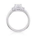 thumbnail image 2 of Dash Jewel 1.6 Ct Three Stone Emerald Cut Engagement Ring - 14K White Gold Plated Rings - Lab-Created Simulated Diamond - Elegant Wedding Ring for Women - 50th Birthday Gifts, 2 of 6