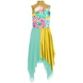 thumbnail image 4 of YiZYiF Women Print Sleeveless Liturgical Praise Dance Worship Tunic Chiffon Asymmetrical Dress Yellow L, 4 of 7