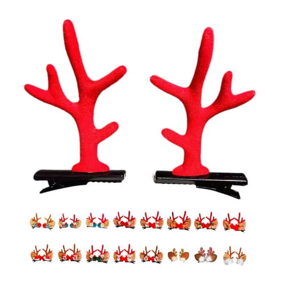 Zhaomeidaxi Christmas Antler Hair Clips 17 Pairs Cute Hairpins Hair Accessories Gift for Party for Kids Girls