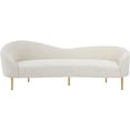 thumbnail image 3 of Meridian Furniture Ritz Boucle Fabric & Metal Sofa in Cream and Gold, 3 of 20