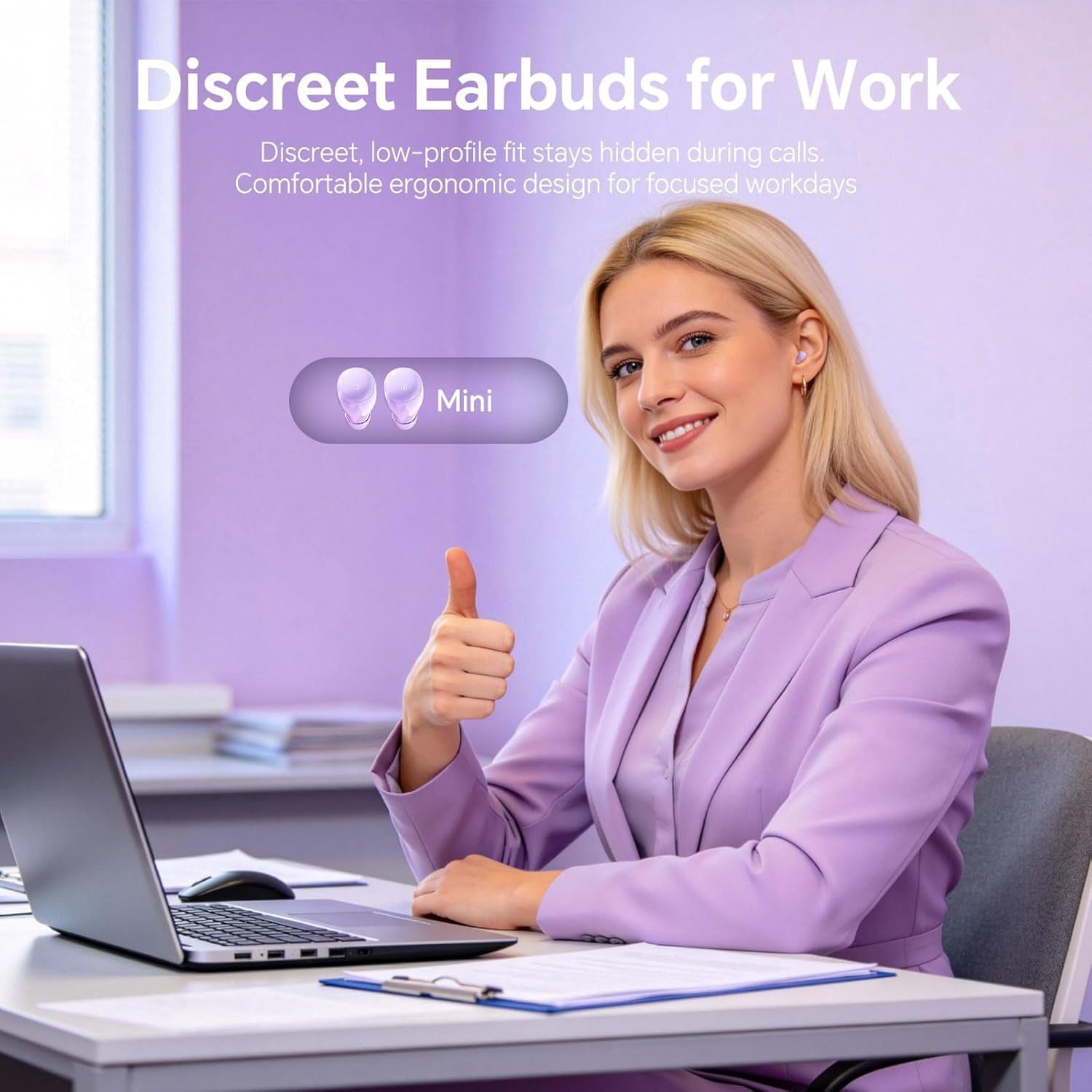Flat Sleep Mini Invisible Earbuds Wireless Bluetooth, Side Sleepers Flat Sleeping Small Tiny Micro Ear Buds Small Ears Low Profile Smallest Discreet Hidden Earbuds Headphones for Work 2-Pack