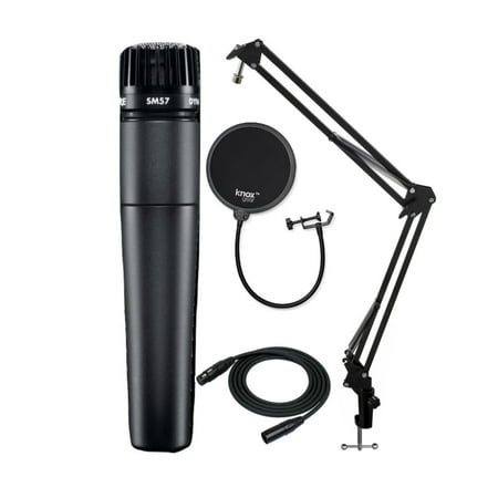 Shure SM57-LC Instrument Mic with Knox Gear Boom Arm, Pop Filter and XLR (Best Shure Sm57 Clone)