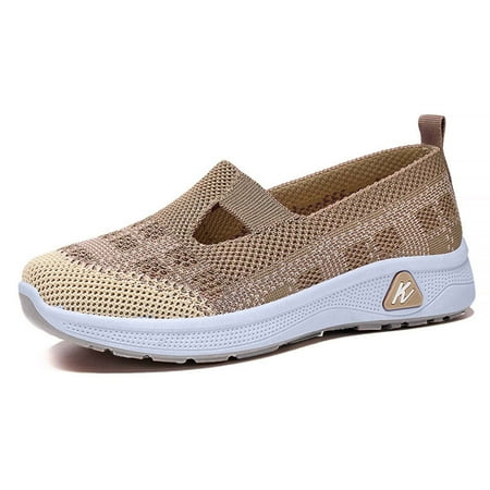 Summer Savings  Women s Large Casual Mesh Slip-Ons  Soft Sole  Breathable  Fashion Sneakers  Comfortable Daily Shoes  Lightweight  for Home/Office  Tops for Plus Size Women | Coffee 39 | Sopatenor