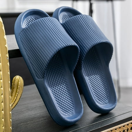 

Dpityserensio Women s Mens Solid Color Slippers Super Soft Breathable Anti-Slip Bedroom Home Slippers Sandals for Women Navy 41