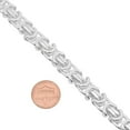 thumbnail image 2 of Men's 8mm Large Solid .925 Sterling Silver Flat Byzantine Chain Necklace, 30 inches, 2 of 7