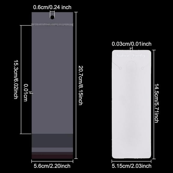 100Set Paper Keychain Display Cards Rectangle Keychain Cards Holder 5.7x2 inch JewelryPackaging Supplies With PVCPacking Bag for Small Business Selling JewelryPackage - White