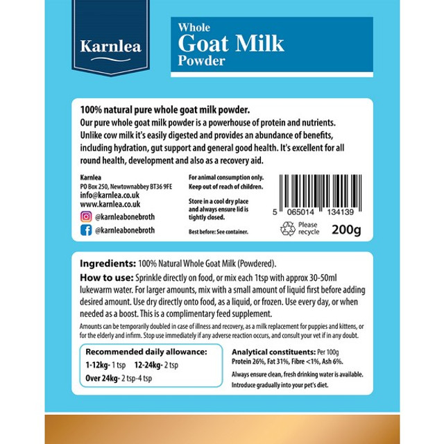 Karnlea Goat Milk Powder for Dogs Treats & Cats Treats 200g