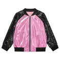 thumbnail image 5 of Jhaoyu Girls Boys Sequin Color Block Jackets Bomber Kids Glitter Long Sleeve Flight Jacket Zip Up Pink 12, 5 of 7