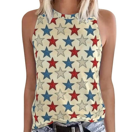 

Women s Casual Independent Yen Neck Sleeveless Vest Print Tops Corset Tops For Women Brown 3XL