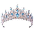 thumbnail image 3 of Coronas de boda con diamantes de imitación, corona nupcial de cristal, diadema, tiara de cumpleaños, corona para aniversarios, niñas, oscuro Macarena corona de reina, 3 of 8