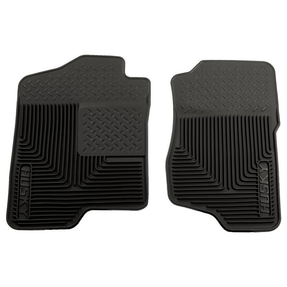 Husky Liner Floor Mat 51181 Heavy Duty Floor Mats; Direct-Fit; Diamond Tread With Thick Drivers Heel Pad; Black; Rubber; 2 Piece