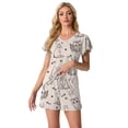thumbnail image 6 of MINTREUS Women's Knit Pajamas Set Ruffle Sleeves Sleepwear Casual 2 Piece Pjs Soft Loungewear with Pockets, 6 of 6