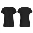 thumbnail image 2 of Suéter de Verano para Mujer, Cuello Redondo, Informal, Tejido A Crochet, Camiseta de Corta con Encaje y Costuras Huecas. Negro S, 2 of 5