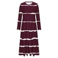 thumbnail image 3 of UTSJKR Women's 2024 Fall Winter Striped Maxi Dress Pleated Loose Fit Flowy Ruffled Hem Casual Dress Fashion Crewneck Long Sleeve Dress with Pockets Red S, 3 of 4