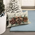 thumbnail image 6 of Hello Winter Pine Cone Lumbar Decorative Throw Pillow Cover 12 x 20, Rectangular Pine Needle Bow Outdoor Home Decor, Christmas Seasonal Red Berry Sofa Couch Cushion Case, 6 of 6