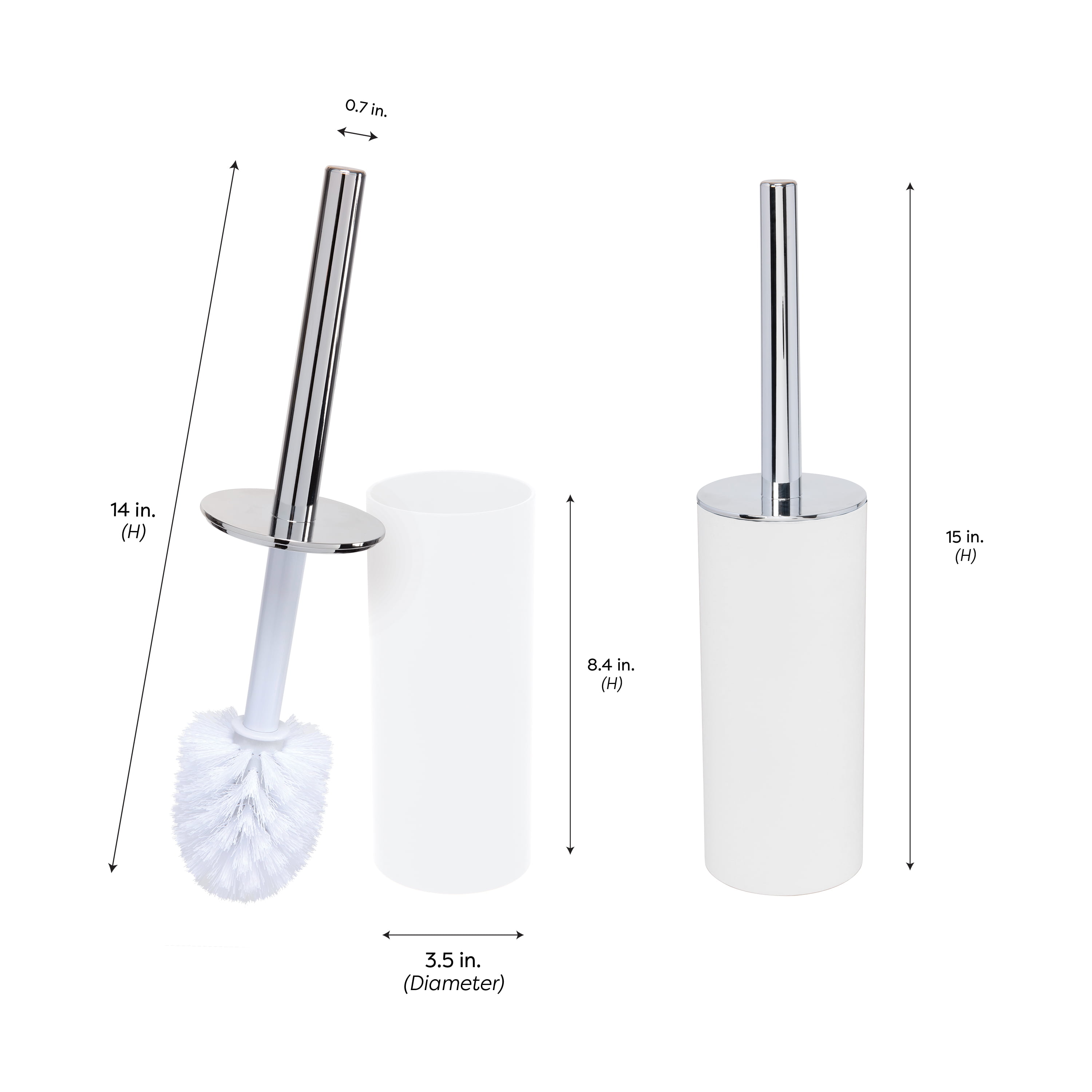 Bath Bliss 2 Pack Soft Touch Toilet Brush Set in Matte White