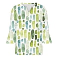 thumbnail image 4 of Pompotops T-shirt Décontracté Imprimé à Manches Trois-Quarts Col en V Manches Évasées pour Femmes Liquidation, 4 of 5