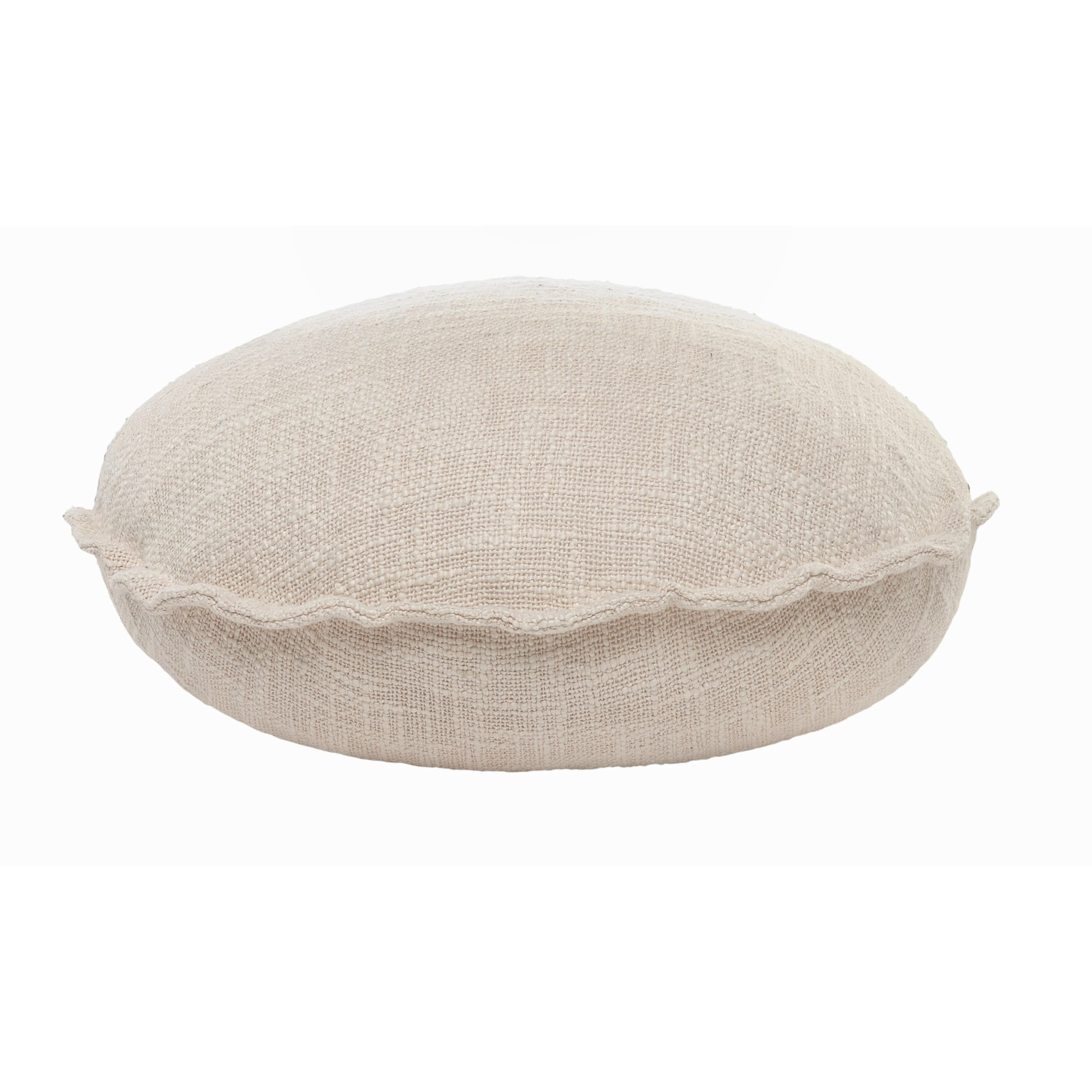 Laddha Home Designs Handwoven Over Tufted Solid Round Throw Pillow Cover - 20" - Beige