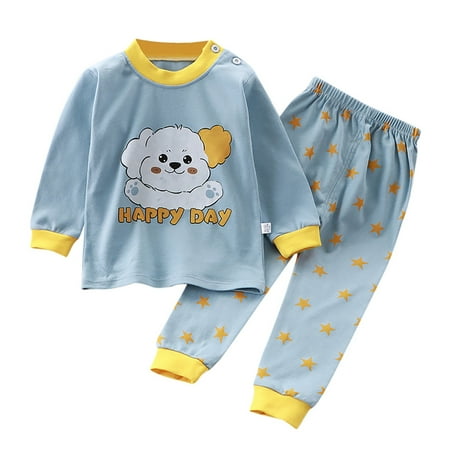 

Flower Girl Pajamas Long Sleeve Sleepwear Little Boys Girls Pajamas Dinosaur Animals 2 Piece Train Toddler Kids Cartoon Sleepwear Fall Clothes Set Cute Clothes for Kids (130 7-8 Years Light Blue)