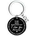 thumbnail image 1 of Llaveros para mujer, llavero de billetera, llavero de auto, llavero DIY para mi hijo, llavero de acero inoxidable negro con apellido de 26 letras, 2,5 cm, decoraciones de moda, 1 of 3