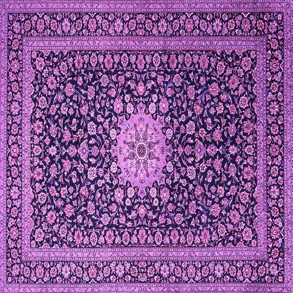 Ahgly Company Indoor Square Medallion Purple Traditional Area Rugs, 6' Square