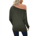 thumbnail image 3 of Camisetas de Mujer con Hombros Descubiertos, Camisetas Oversize de Larga, Camisetas Básicas Informales 2025 Verde Oscuro XL, 3 of 10