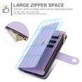 thumbnail image 4 of Decase for Samsung Galaxy A56 5G Wallet Phone Case with Crossbody Lanyard Strap&Wrist Strip,Shockproof Stylish Zipper Pockets Case with Card Slots+Cash Slots,PU Leather Folio Book Design,Purple, 4 of 9