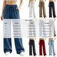 thumbnail image 3 of Kttectoa Pants for Women Wide Leg Drawsting Waist Loose Corduroy Pants Solid Fill Length with Pockets Casual Lounge Fall Winter, 3 of 5