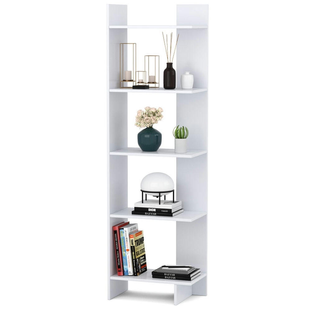 Demi Bonn 5-Tier Freestanding Bookshelf, Decorative Storage Display Bookcase, White