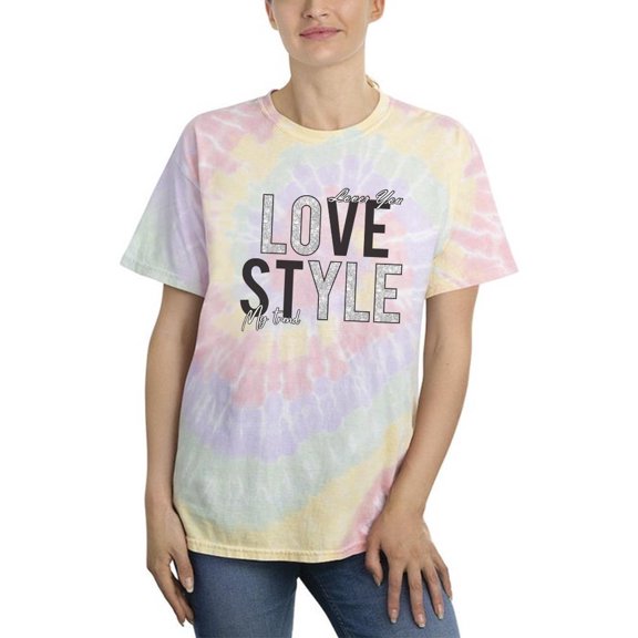 Love Style Silver Text Tie Dye Spiral Women -Image by Shutterstock, Female x-Large
