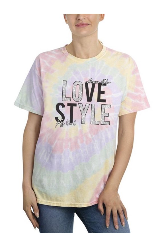 Love Style Silver Text Tie Dye Spiral Women -Image by Shutterstock, Female XX-Large