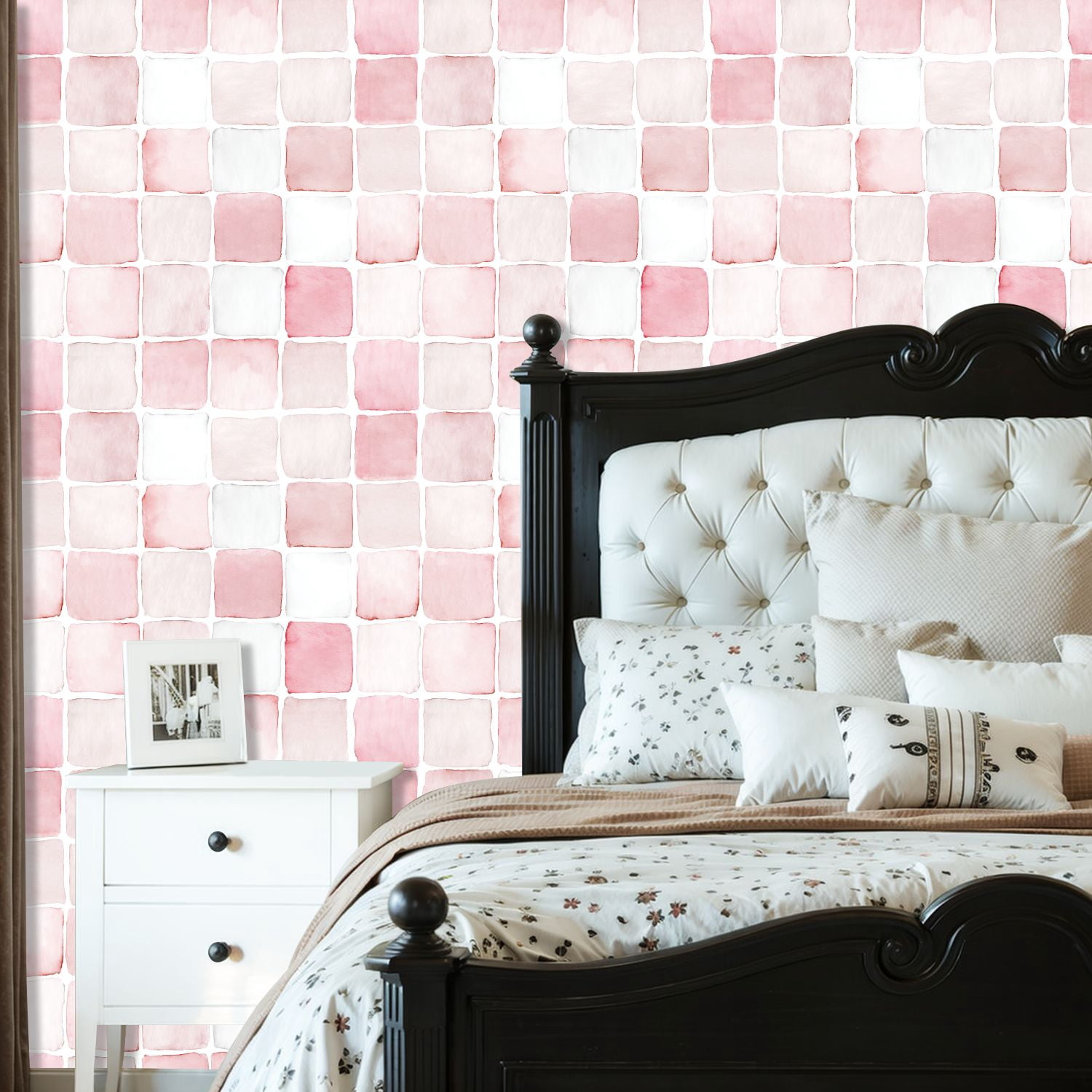 Pastel Peel and Stick Wallpaper Serene Pastel Pink White Geometric Curved Edges Wall Mural 23.6in x 9.8ft Self Adhesive Removable Wall Paper Renter Friendly Wallpaper for Girls Bedroom Classroom