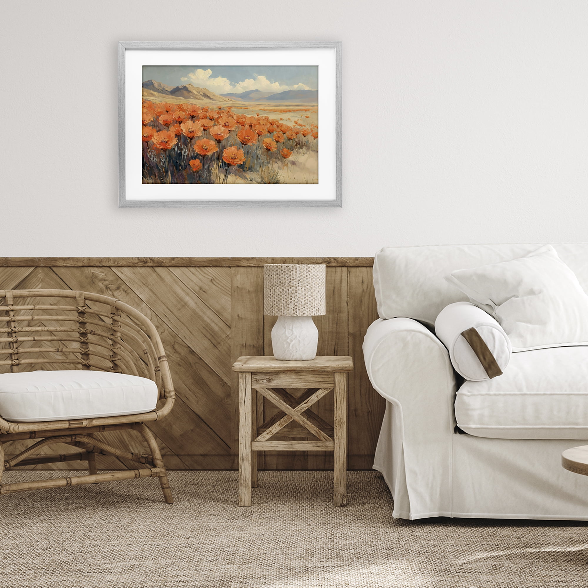 Stupell Industries Desert Poppies in Valley Gray Framed Print Under Glass, design by Gina Kelly