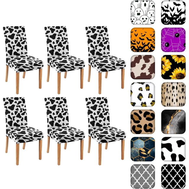 Chair Covers for Dining Room Set of 6, Stretch Dining Chair Cover 6 Pieces, Washable Kitchen Parsons Chair Slipcovers 6 Pack, Removable Seat Protector for Home and Party