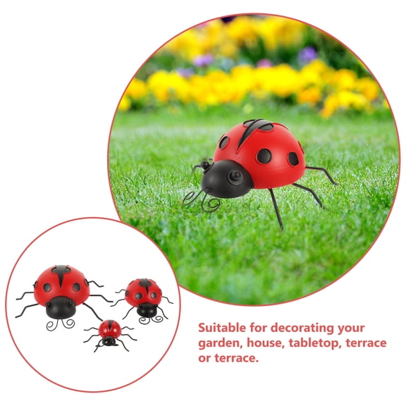 Red Ladybug Garden Statue Lightweight Iron Outdoor Yard Decor Metal Art for Fence Lawn Patio Decoration
