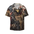 thumbnail image 2 of Lsque Bald Eagle Soldier print Men's Cuban Collar Short Sleeve Shirt Summer Beachwear Casual Button Down Fashionable Vacation Leisure Shirt-4X-Large, 2 of 7