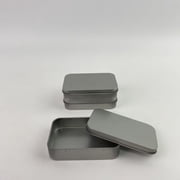 SenJchicwd Metal storage boxes for general use,Empty Metal Tins Box with Lid - Cookie Tins Silver Metal Rectangular Tin Box Lids (6.2 x 4.3 x 1.4 Inches)