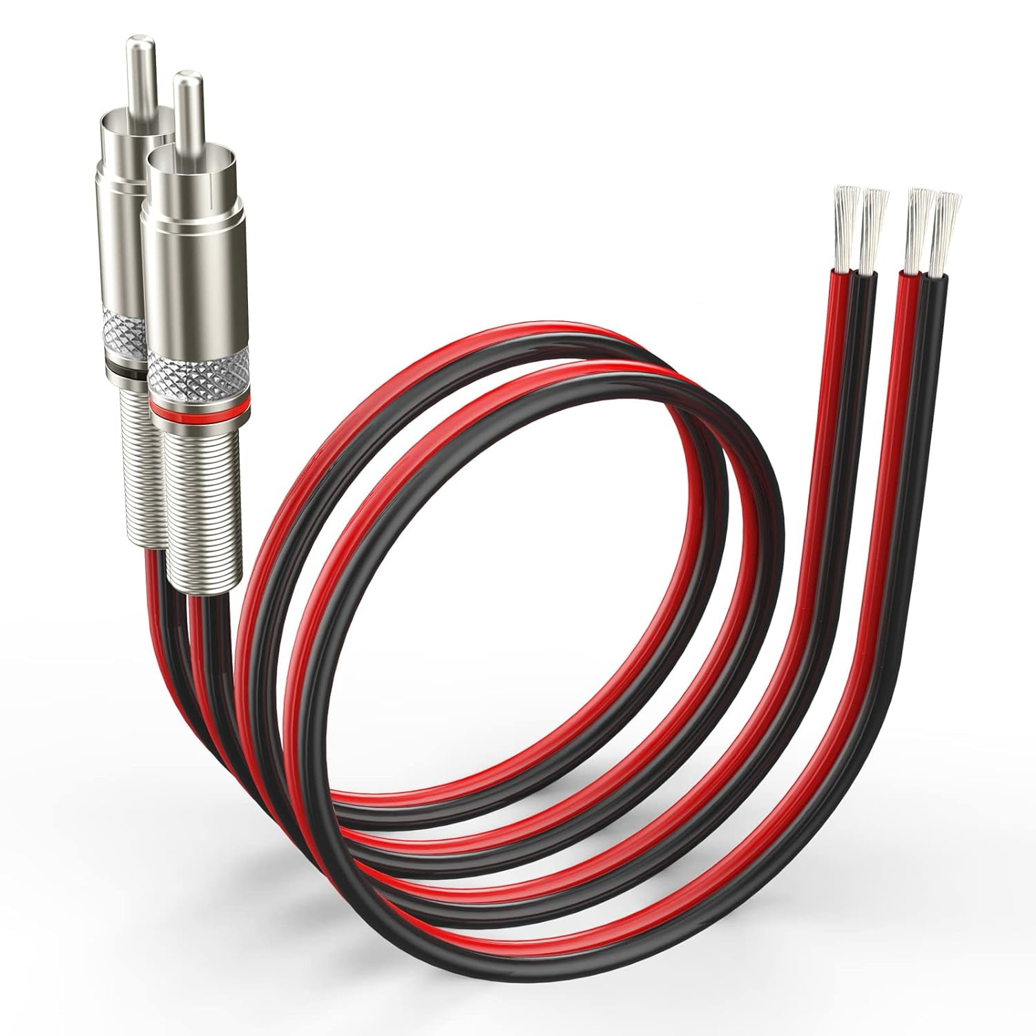YQMAJIM (14AWG 2.5ft) Premium Red/Black RCA Plug to Speaker Wire: Speaker Bare Cable to RCA Plug Adapter, 14 Gauge Speaker Wire with RCA Jacks - Premium cables & Connector for Amplifier,TV,Subwoofer