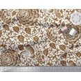 thumbnail image 2 of Soimoi Cotton Jersey Fabric Leaves & Marigold Artistic Printed Fabric 1 Yard 58 Inch Wide, 2 of 3
